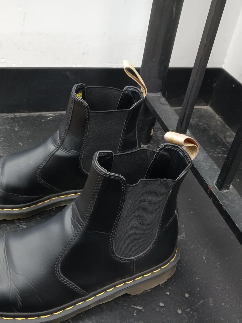 Dr. Martens Black Chelsea Boots with Yellow Stitching